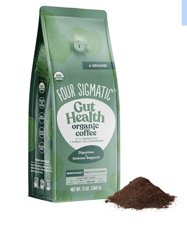 Health Organic Ground Coffee | Medium Roast, Immune Boosting Probiotic Mushroom Coffee with Chaga & Turkey Tail for Gut Health & Immune Support | 12oz Bag